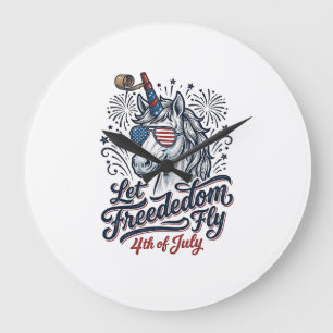 Patriotic Unicorn 4th of July Freedom Fly Shirt_1 Large Clock