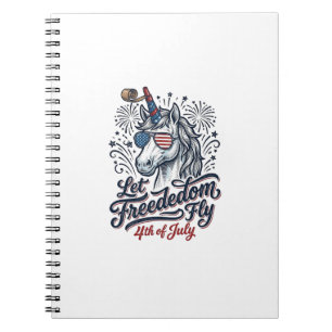 Patriotic Unicorn 4th of July Freedom Fly Shirt_1 Notebook