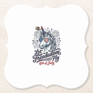 Patriotic Unicorn 4th of July Freedom Fly Shirt_1 Paper Coaster