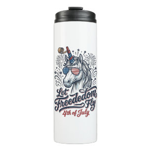 Patriotic Unicorn 4th of July Freedom Fly Shirt_1 Thermal Tumbler