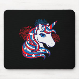 Patriotic Unicorn 4th Of July Shirt For Girls Amer Mouse Pad