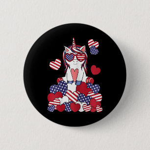 Patriotic Unicorn 4th Of July Usa American Flag Gi 6 Cm Round Badge
