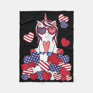 Patriotic Unicorn 4th Of July Usa American Flag Gi Fleece Blanket
