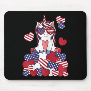 Patriotic Unicorn 4th Of July Usa American Flag Gi Mouse Pad