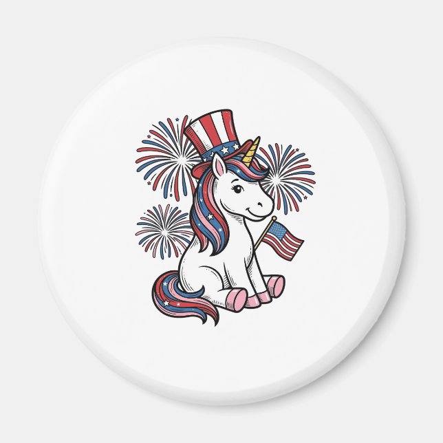 Patriotic Unicorn Fireworks Shirt Design_1 Magnet (Front)