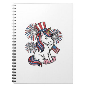 Patriotic Unicorn Fireworks Shirt Design_1 Notebook
