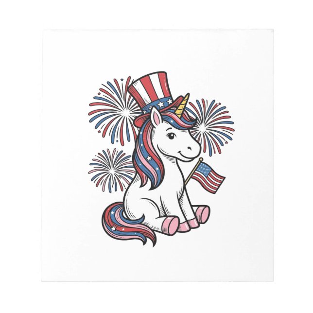 Patriotic Unicorn Fireworks Shirt Design_1 Notepad (Front)