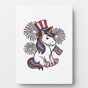 Patriotic Unicorn Fireworks Shirt Design_1 Plaque