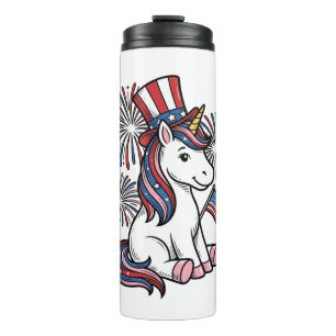 Patriotic Unicorn Fireworks Shirt Design_1 Thermal Tumbler