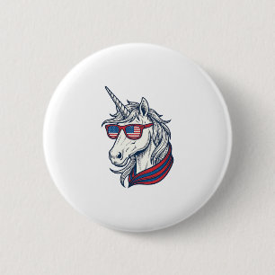 Patriotic Unicorn Flag Sunglasses Vintage Vector_1 6 Cm Round Badge