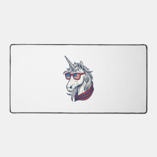 Patriotic Unicorn Flag Sunglasses Vintage Vector_1 Desk Mat