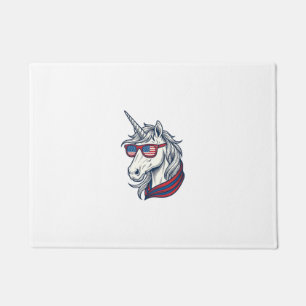 Patriotic Unicorn Flag Sunglasses Vintage Vector_1 Doormat