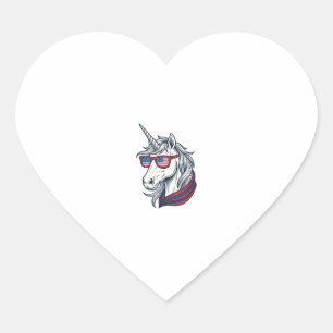Patriotic Unicorn Flag Sunglasses Vintage Vector_1 Heart Sticker