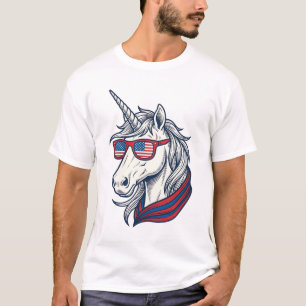 Patriotic Unicorn Flag Sunglasses Vintage Vector_1 T-Shirt