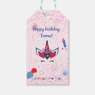 Patriotic unicorn Pink sparkle, Gift Tags