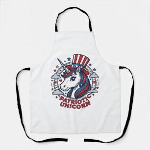 Patriotic Unicorn Vintage Engraving Graphic_1 Apron