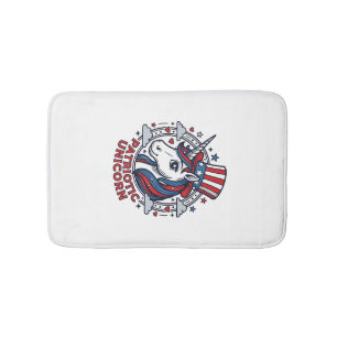 Patriotic Unicorn Vintage Engraving Graphic_1 Bath Mat