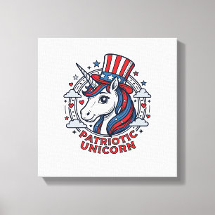 Patriotic Unicorn Vintage Engraving Graphic_1 Canvas Print