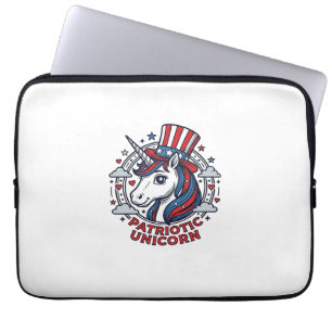 Patriotic Unicorn Vintage Engraving Graphic_1 Laptop Sleeve