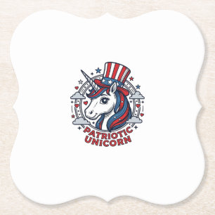 Patriotic Unicorn Vintage Engraving Graphic_1 Paper Coaster