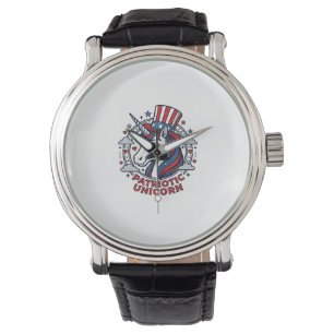 Patriotic Unicorn Vintage Engraving Graphic_1 Watch