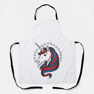 Patriotic Unicorn Vintage Engraving Vector Design_ Apron