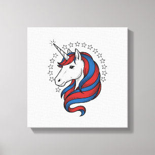 Patriotic Unicorn Vintage Engraving Vector Design_ Canvas Print