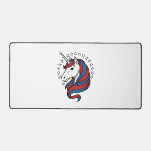 Patriotic Unicorn Vintage Engraving Vector Design_ Desk Mat