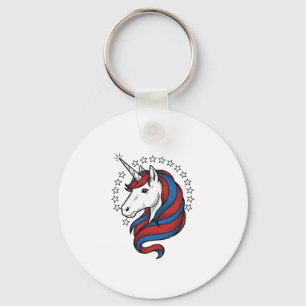 Patriotic Unicorn Vintage Engraving Vector Design_ Key Ring