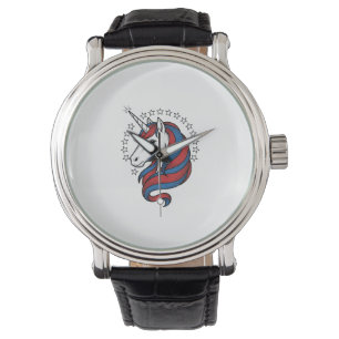 Patriotic Unicorn Vintage Engraving Vector Design_ Watch