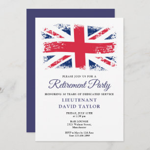 Patriotic Union Jack British Flag Retirement Party Invitation