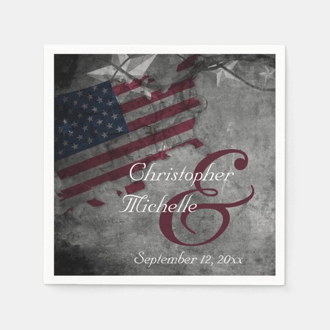 Patriotic United States American Flag Wedding Napkin (Front)