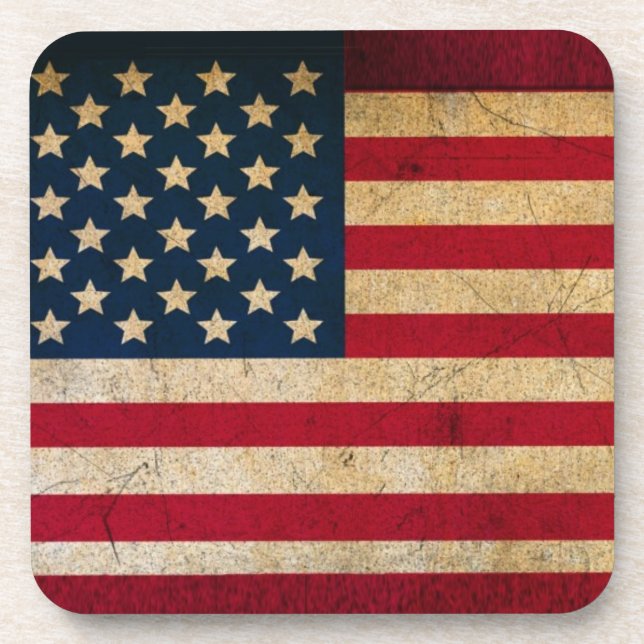 Patriotic United States Flag in Grunge Coaster (Front)