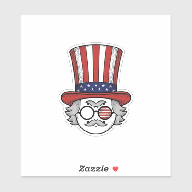 Patriotic Upside Down Top Hat Cartoon Face Vintage (Sheet)