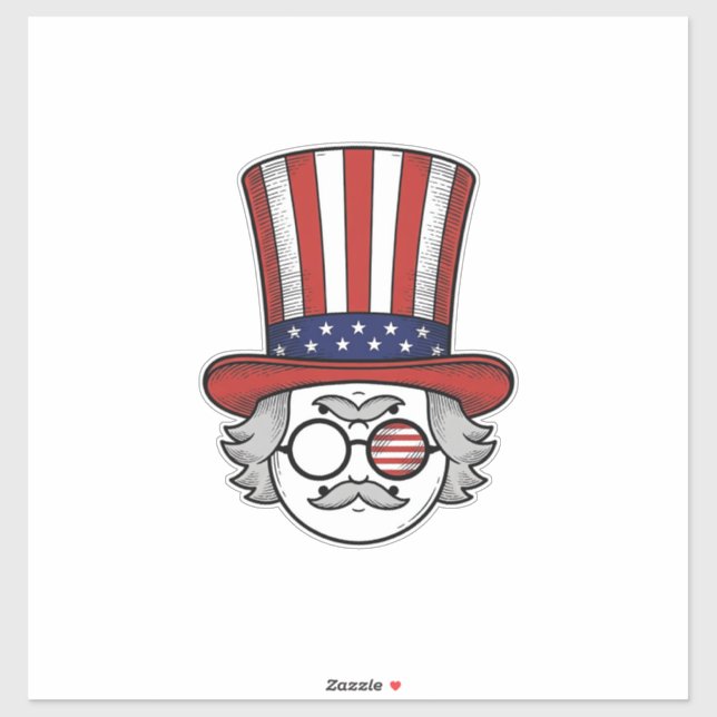 Patriotic Upside Down Top Hat Cartoon Face Vintage (Sheet)