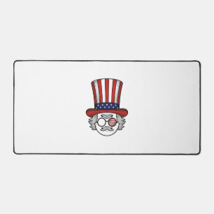 Patriotic Upside Down Top Hat Cartoon Face Vintage Desk Mat