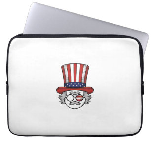 Patriotic Upside Down Top Hat Cartoon Face Vintage Laptop Sleeve