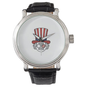 Patriotic Upside Down Top Hat Cartoon Face Vintage Watch