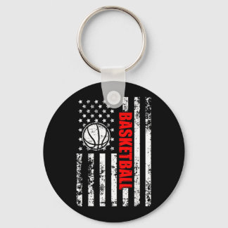 Patriotic Us Aamerican Flag Basball Key Ring