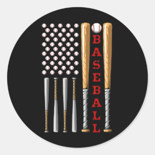 Patriotic Us American Baseball Flag - Vintage Base Classic Round Sticker