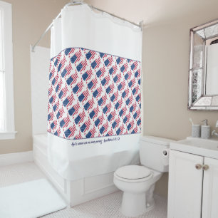 Patriotic US AMERICAN FLAG Customised Scripture Shower Curtain