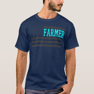 Patriotic US American Flag Design Farmer Flag  T-Shirt