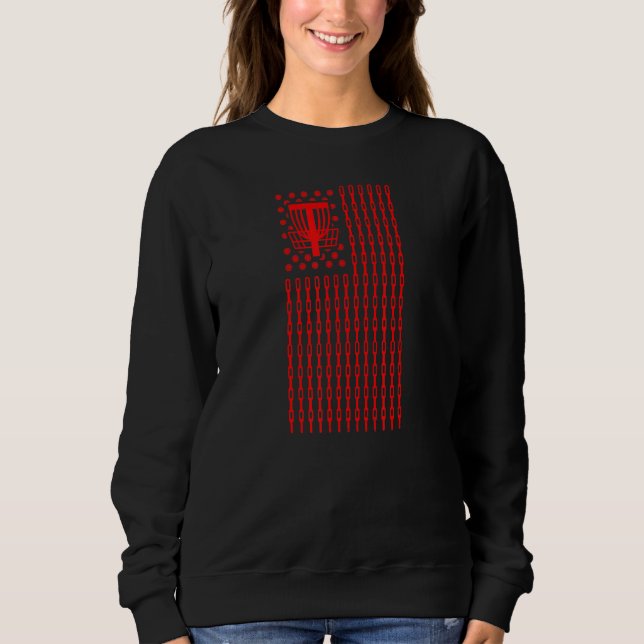 Patriotic Us American Flag  Disc Golfing Sweatshirt (Front)
