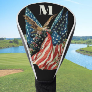 Patriotic US Flag And Eagle American Flag Golf Head Cover