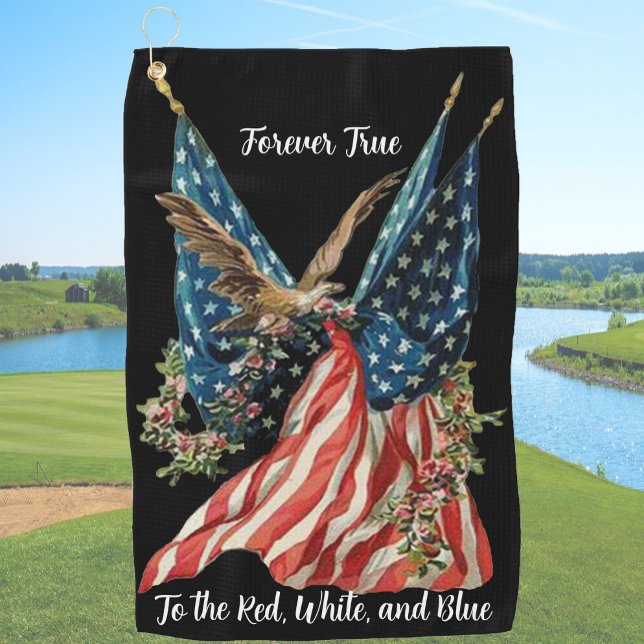 Patriotic US Flag And Eagle American Flag Golf Towel (Creator Uploaded)