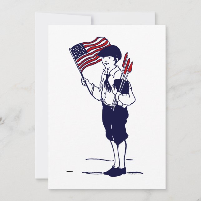 Patriotic US Flag and Fireworks Boy (Front)
