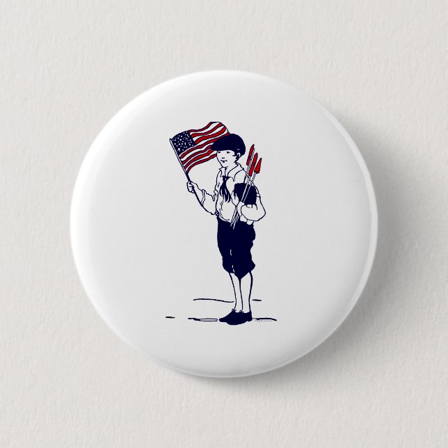 Patriotic US Flag and Fireworks Boy 6 Cm Round Badge (Front)