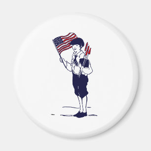 Patriotic US Flag and Fireworks Boy Magnet