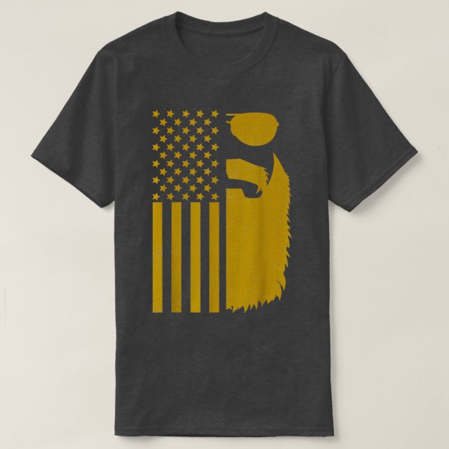 Patriotic US Flag Beard And Sunglasses For Men Wit T-Shirt (Design Front)