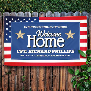 Patriotic US Flag Custom Military Welcome Home Banner